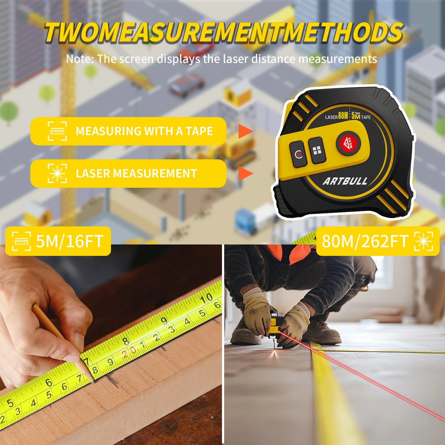 2in1 Laser Tape Measure