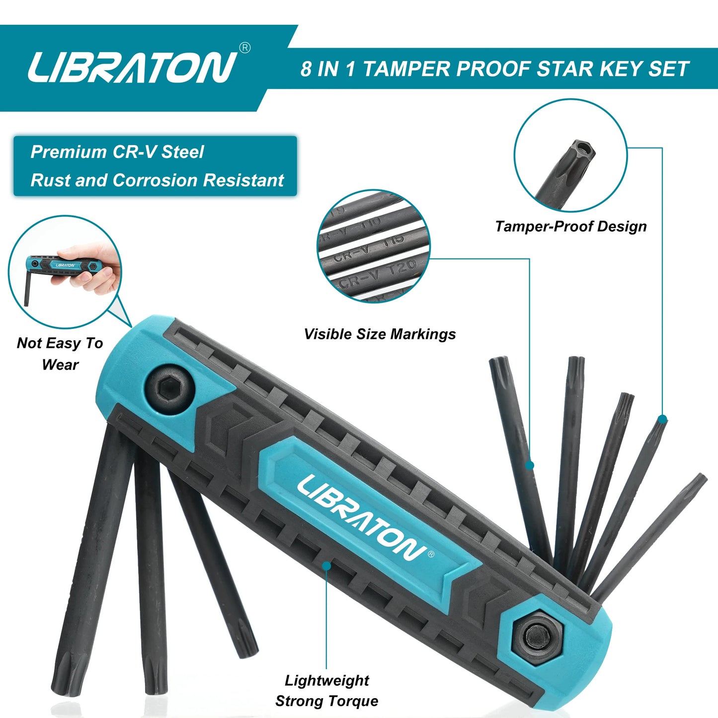 Libraton 8 in 1 Folding Torx Key Set