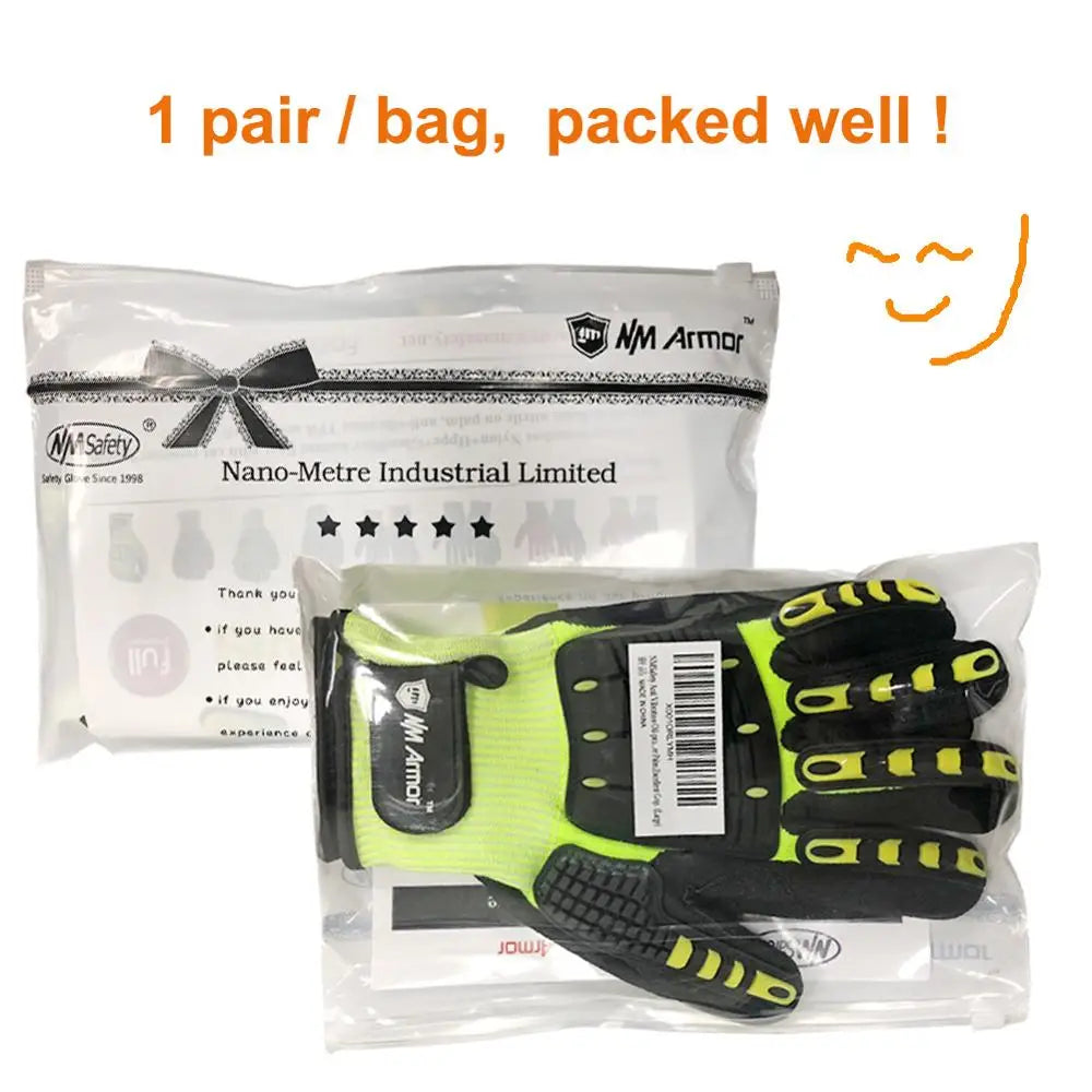 Cut Resistant Safety Work Gloves Anti Vibration Anti Impact Oil-proof Protective With Nitrile Dipped Palm