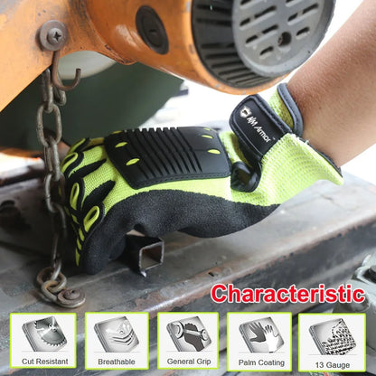 Cut Resistant Safety Work Gloves Anti Vibration Anti Impact Oil-proof Protective With Nitrile Dipped Palm