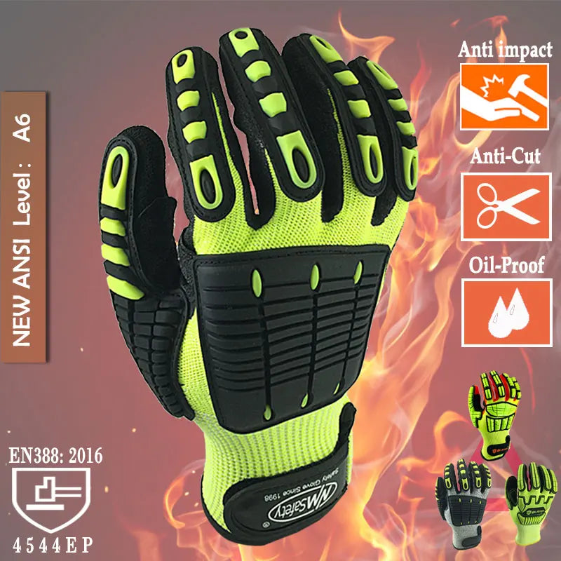 Cut Resistant Safety Work Gloves Anti Vibration Anti Impact Oil-proof Protective With Nitrile Dipped Palm