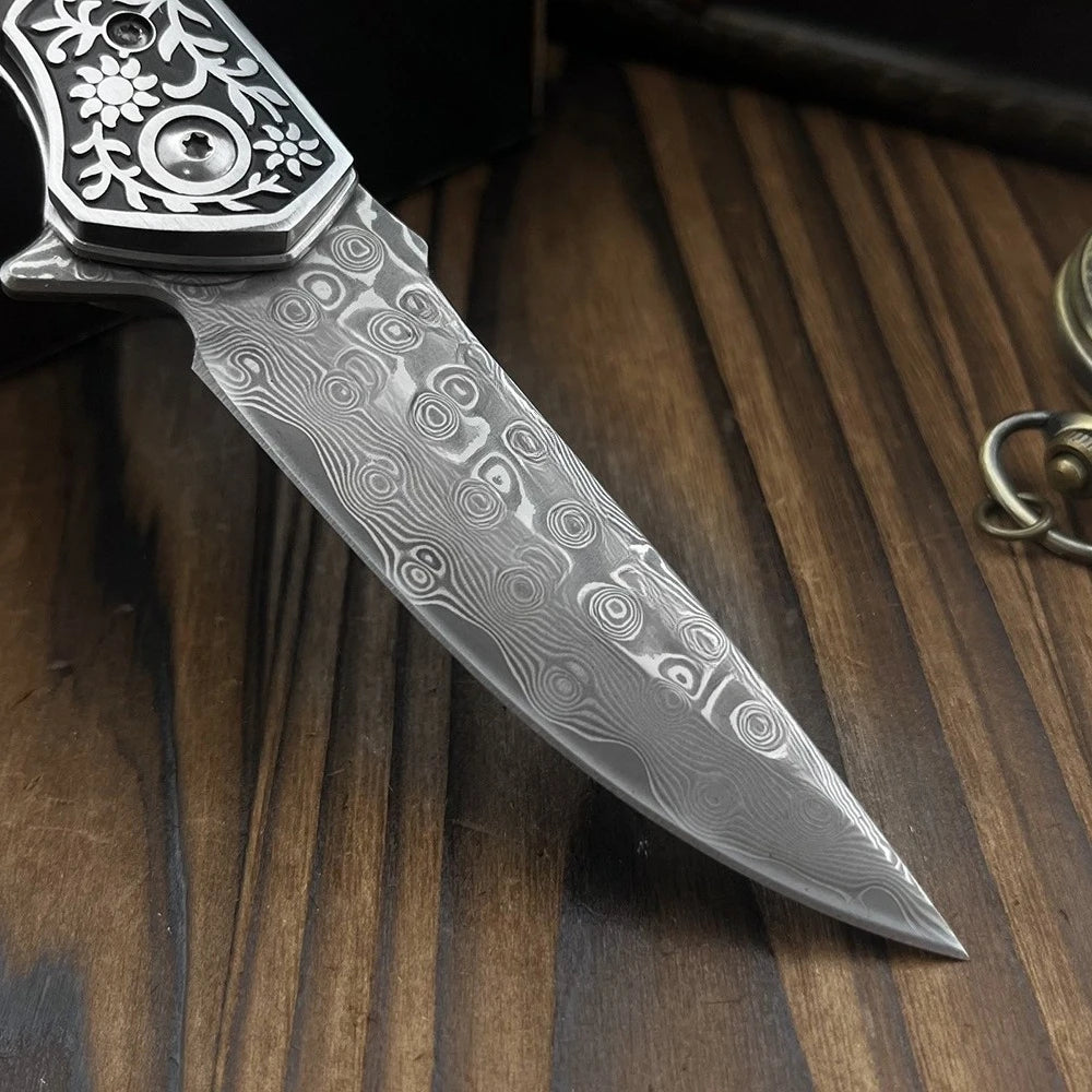 Adventurers Damascus Folding Knife