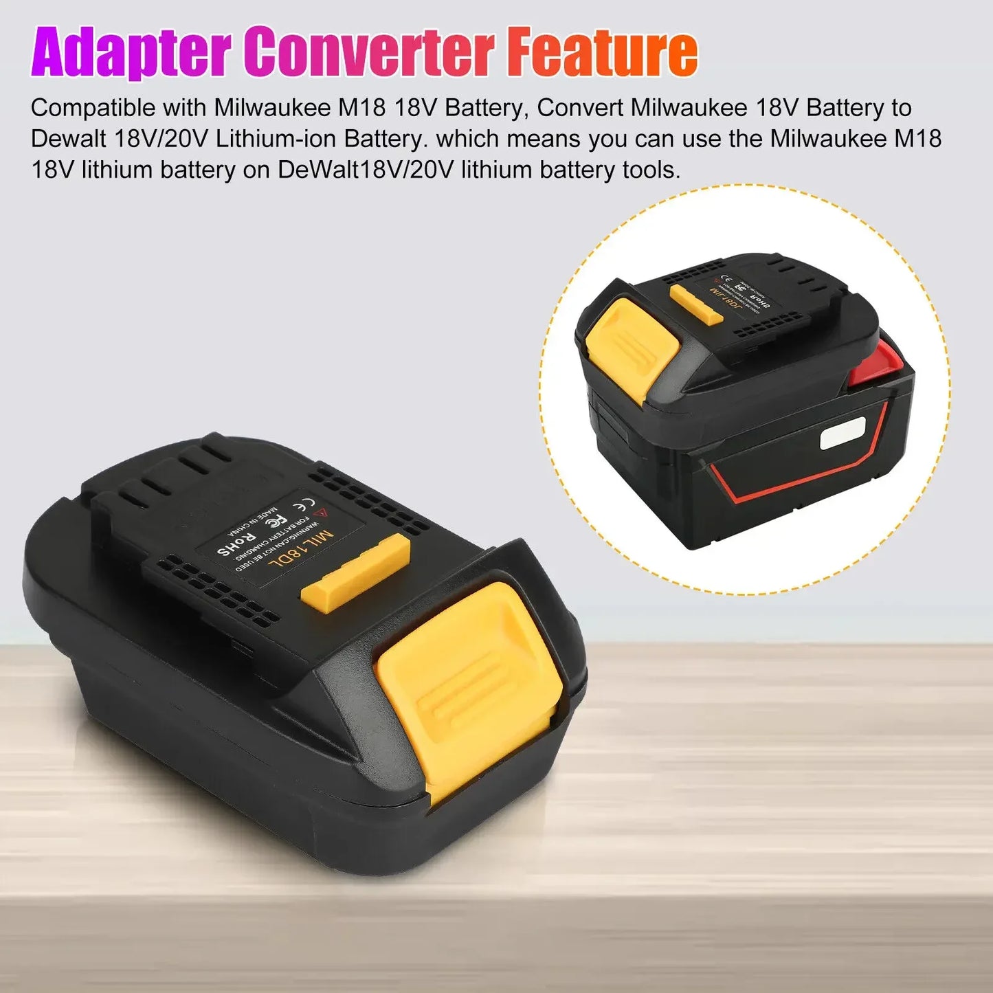 Battery Adapter Converter for Milwaukee to Dewalt