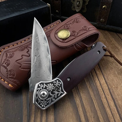 Adventurers Damascus Folding Knife