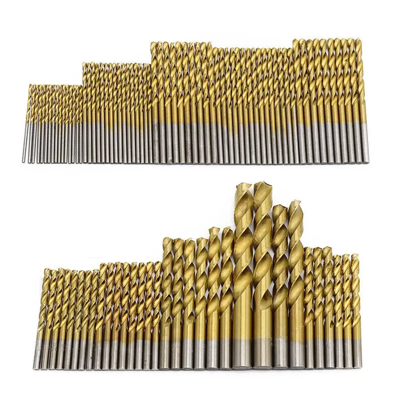 50Pc Titanium Coated Drill Bits HSS
