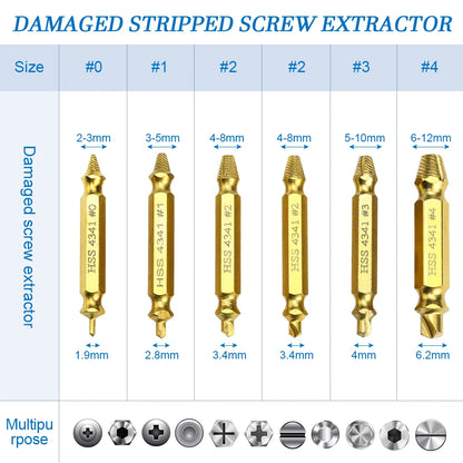 6pc Speed Out (Damaged Screw, Bolt, Stud Extractor)