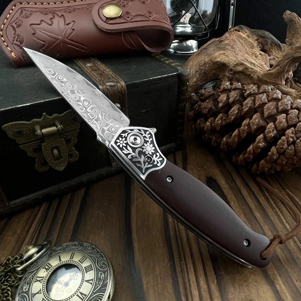Adventurers Damascus Folding Knife