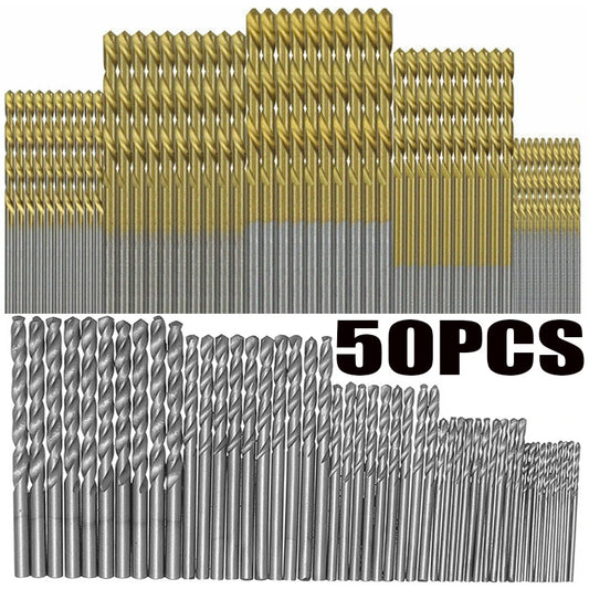 50Pc Titanium Coated Drill Bits HSS