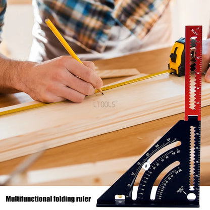 Speed Square with Folding Ruler and Marking Gauge Scriber