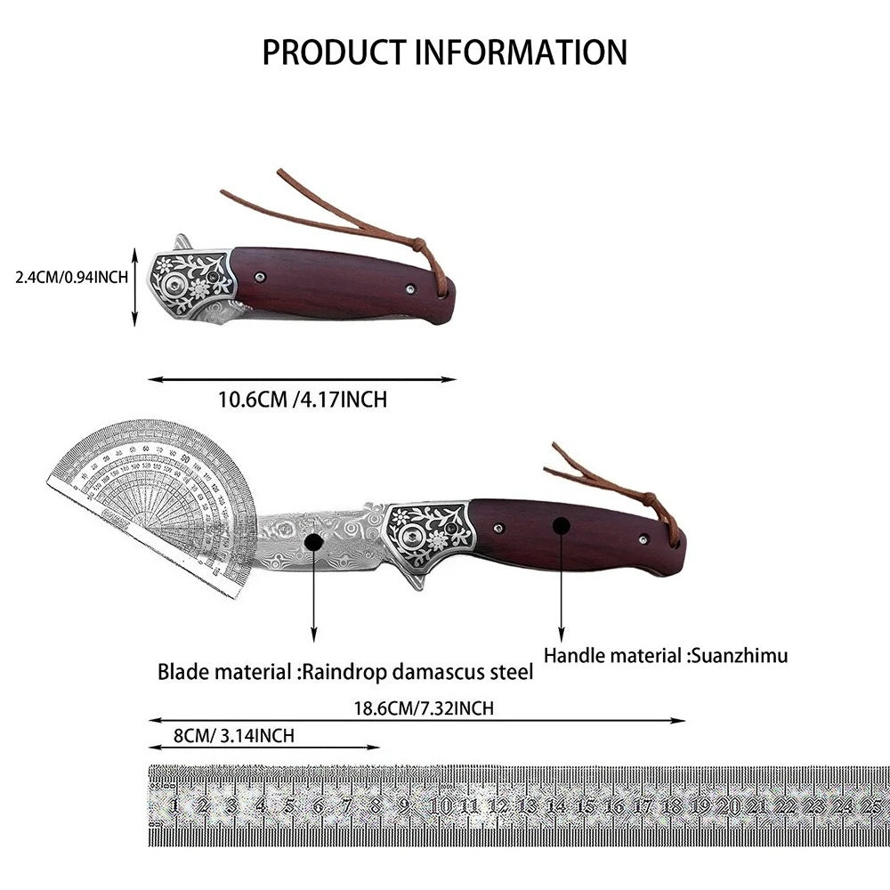 Adventurers Damascus Folding Knife