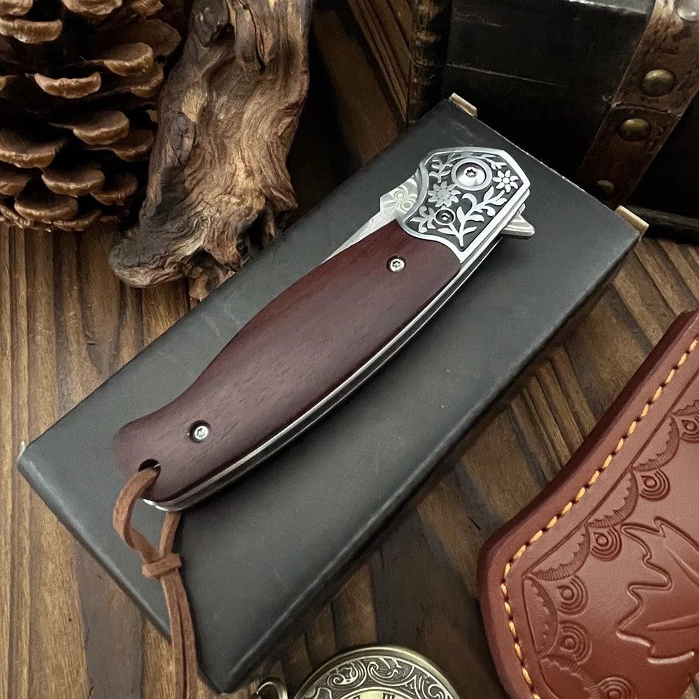 Adventurers Damascus Folding Knife