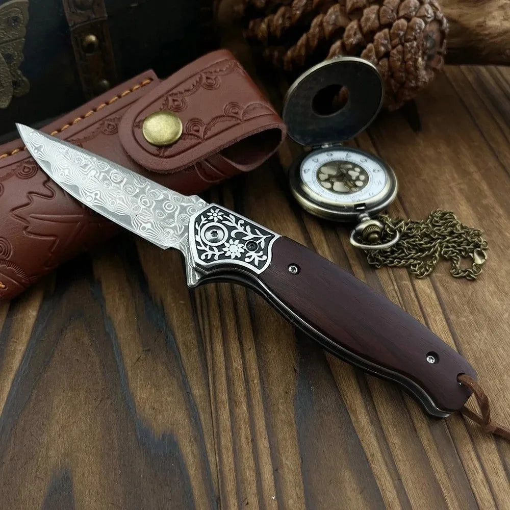 Adventurers Damascus Folding Knife