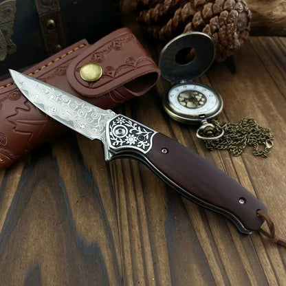 Adventurers Damascus Folding Knife