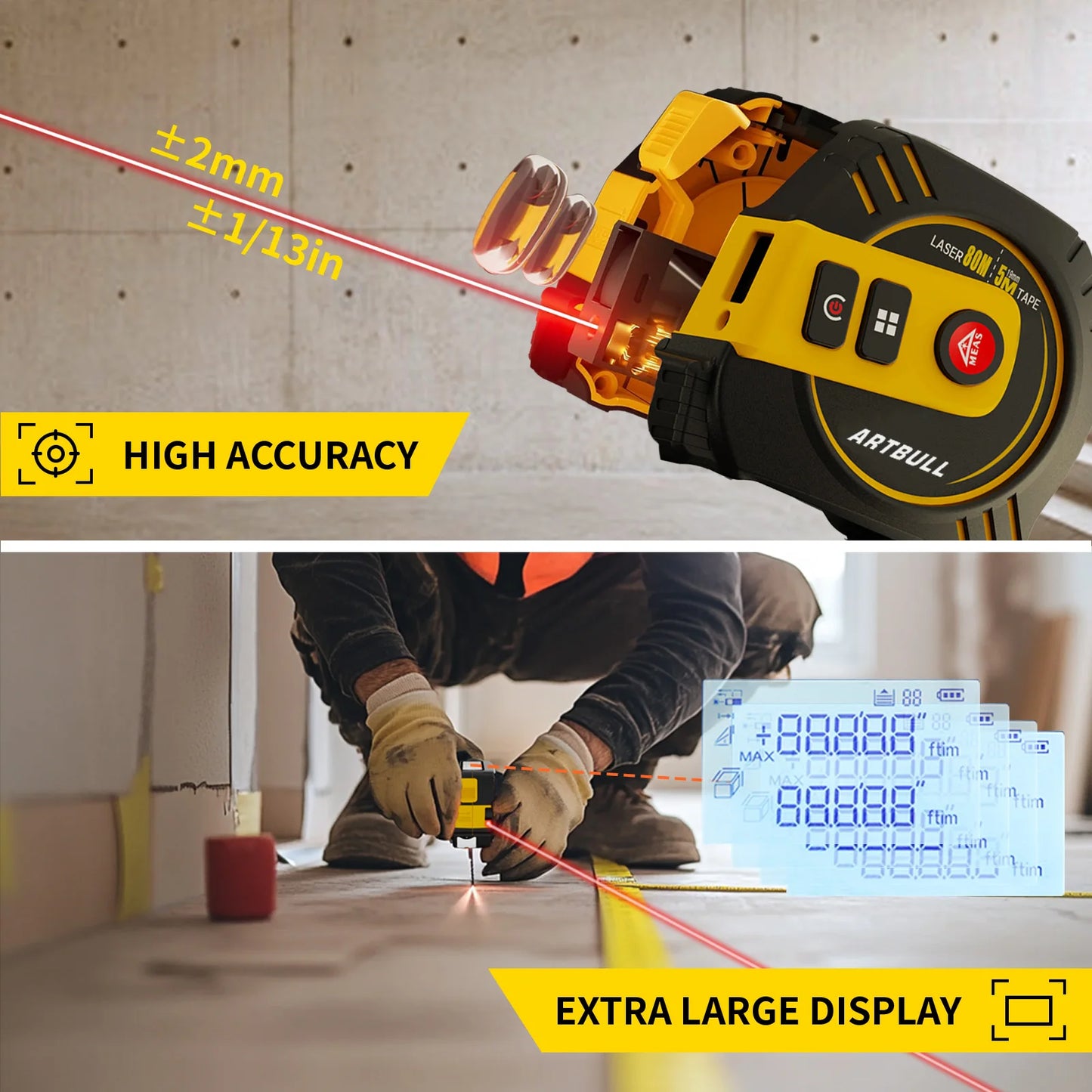 2in1 Laser Tape Measure