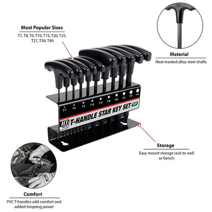 10pc T-Handle Hex/Torx Wrench