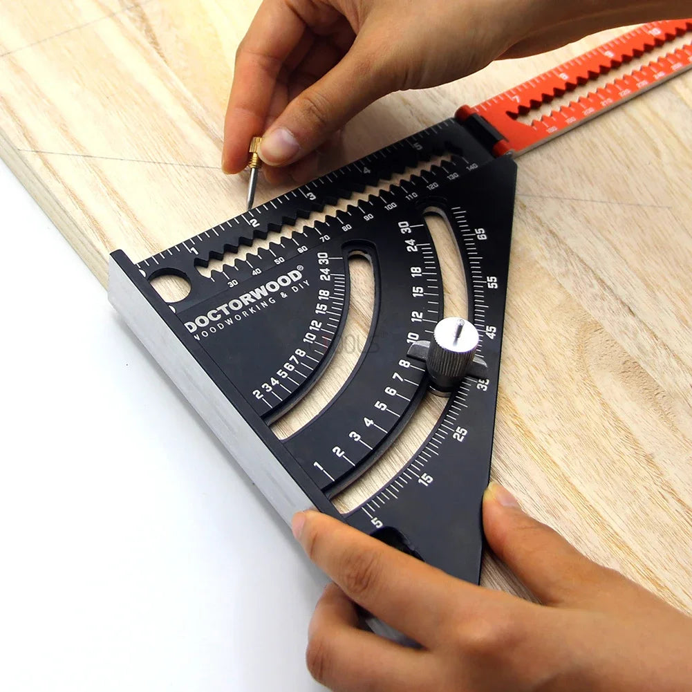 Speed Square with Folding Ruler and Marking Gauge Scriber