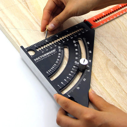 Speed Square with Folding Ruler and Marking Gauge Scriber