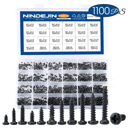 1100pcs Round Pan Head Tapping Screws Set