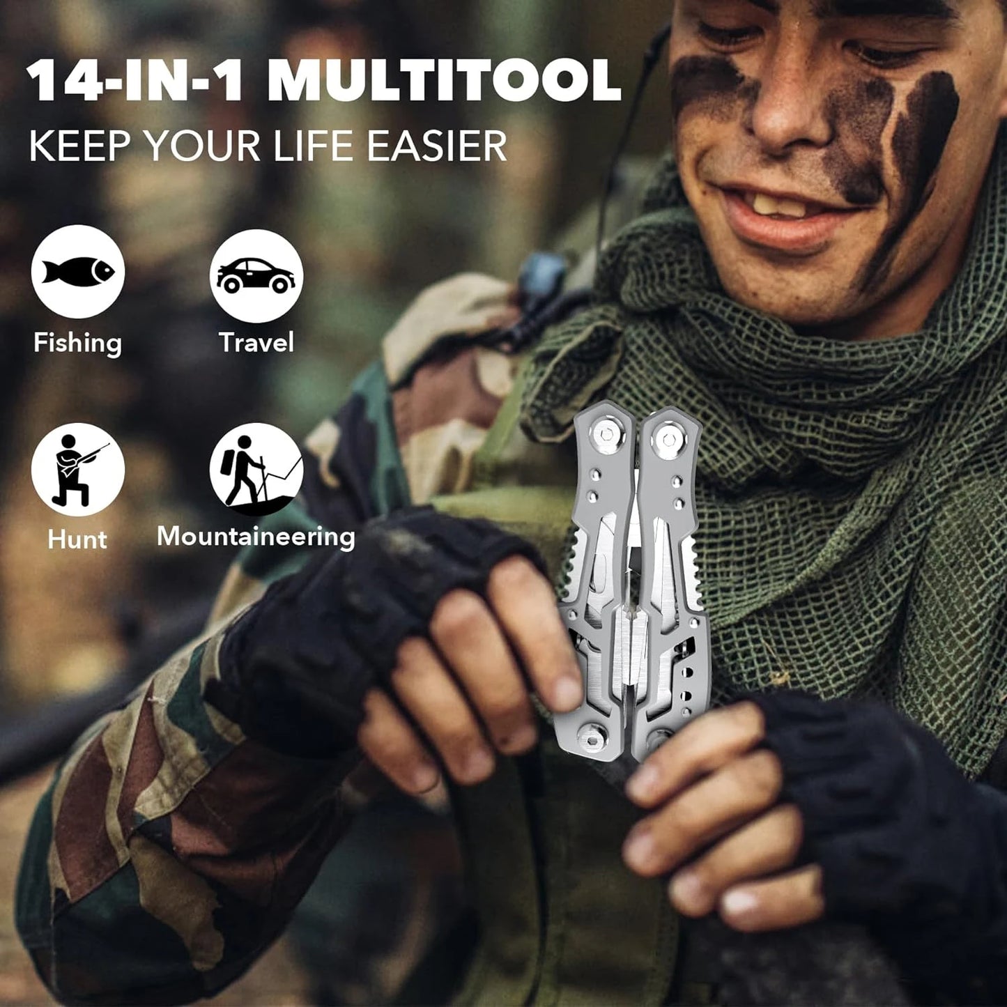 14 In 1 Multitool with Sheath