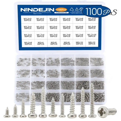 1100pcs Round Pan Head Tapping Screws Set