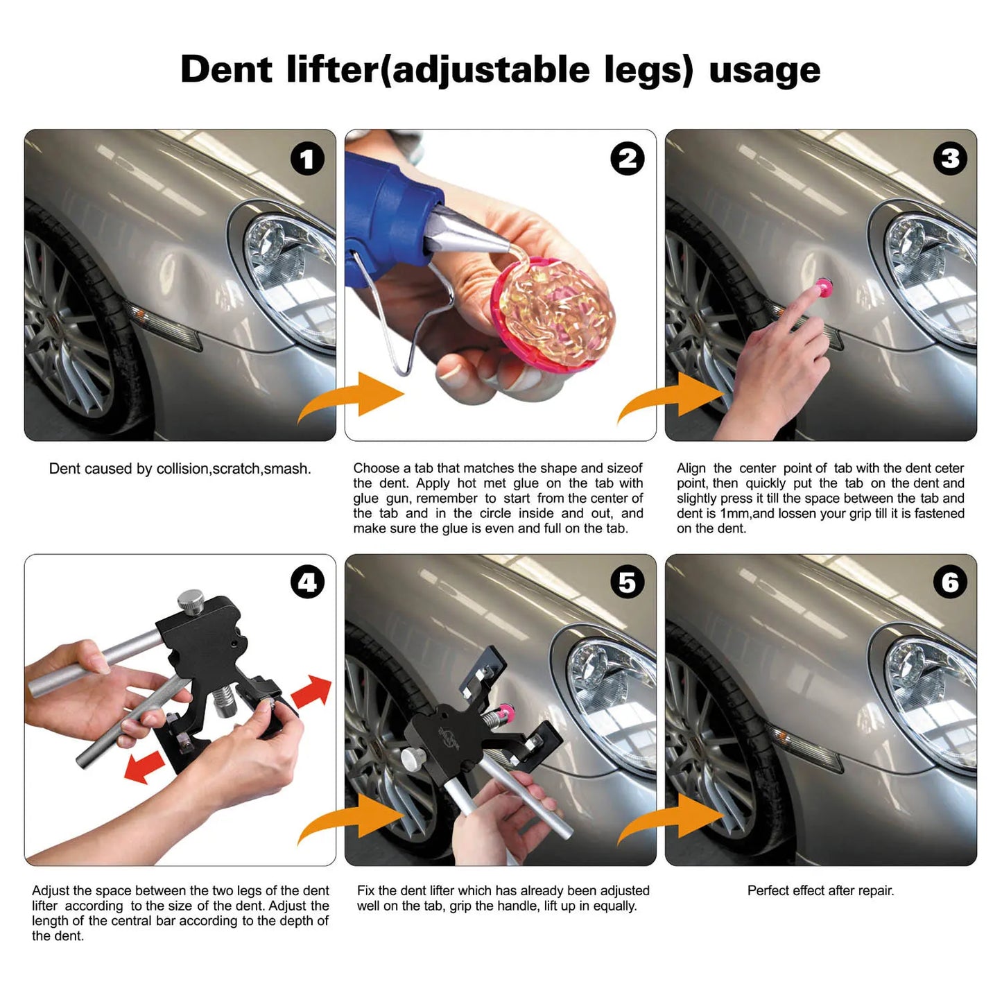 Super PDR Adjustable Car Dent Puller Paintless Repair Tools Kit  Auto Body Suction Cup Auto Dent Removal Tool Kits Dent Remover
