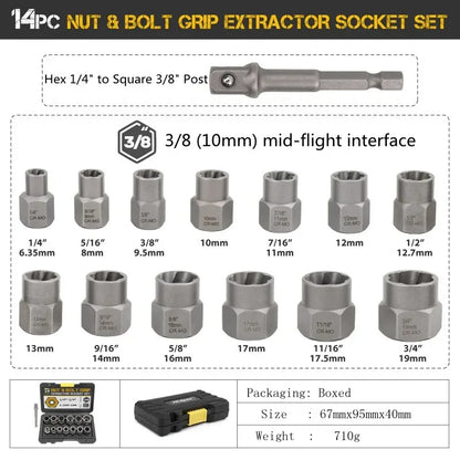 Bolt Nut Remover Set 14Pcs